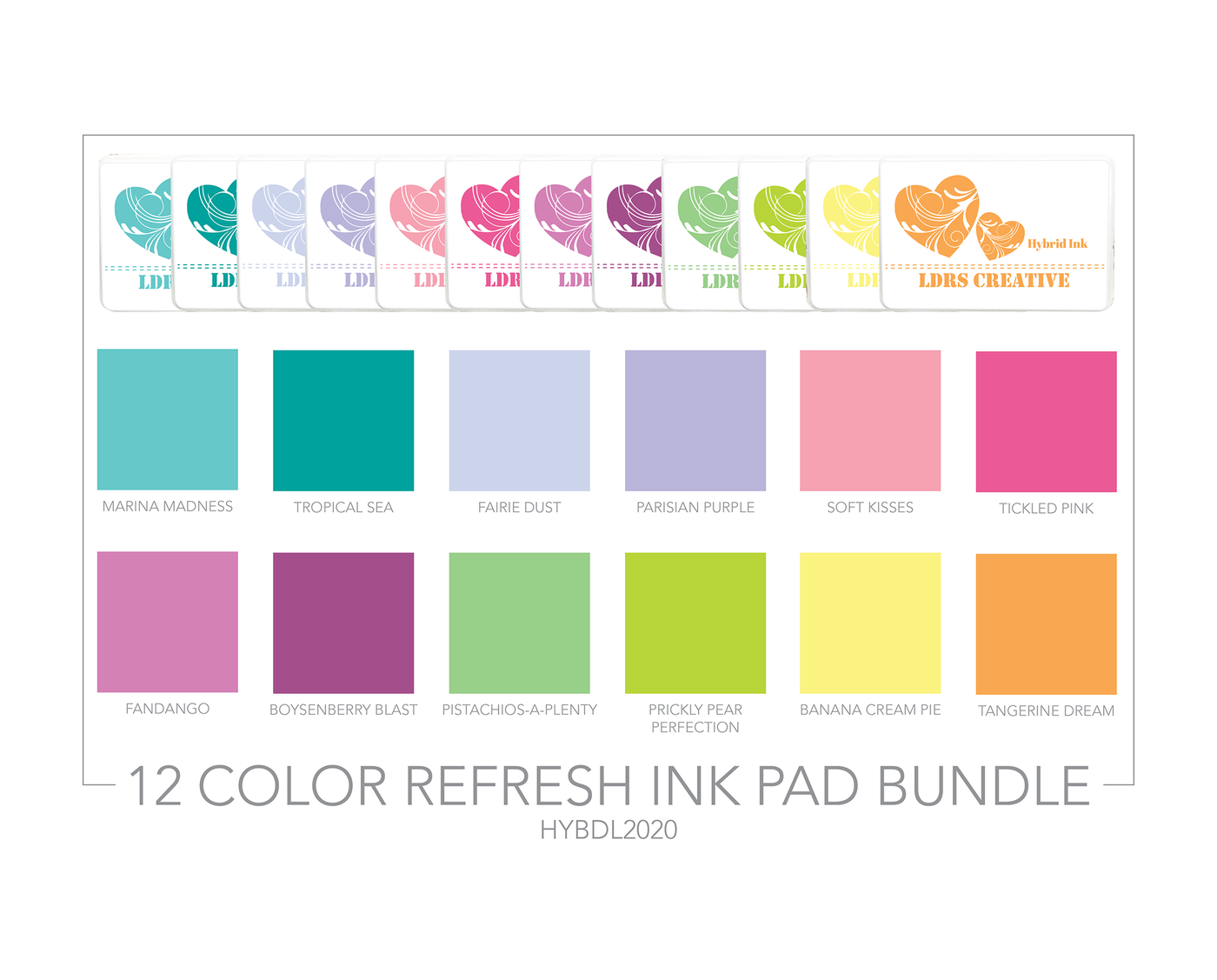 12 Color Hybrid Ink Refresh Ink Pads Bundle
