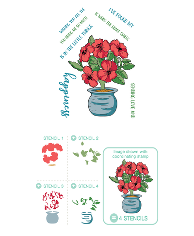 Potted Hibiscus Stamps and Layering Stencils Bundle