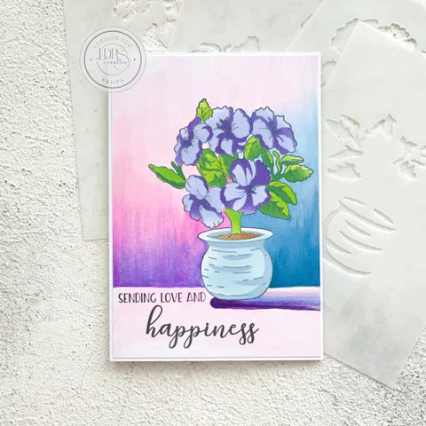 Potted Hibiscus Stamps and Layering Stencils Bundle