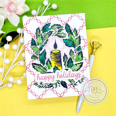 Christmas Wreath Card using the Happy Holidays Impress-ion Press + Foil Plates