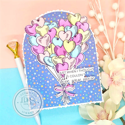 Arch Shaped Card with the Heart Balloon Bouquet Press Plates