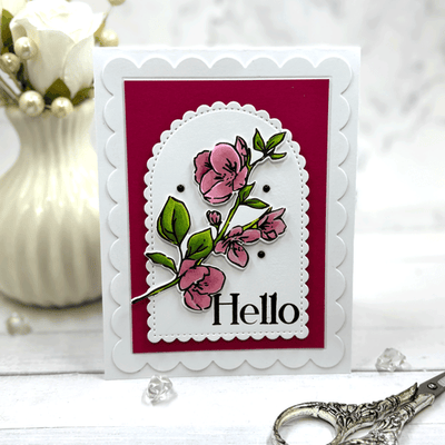 Apple Blossom Press Plate Card with Copic Markers
