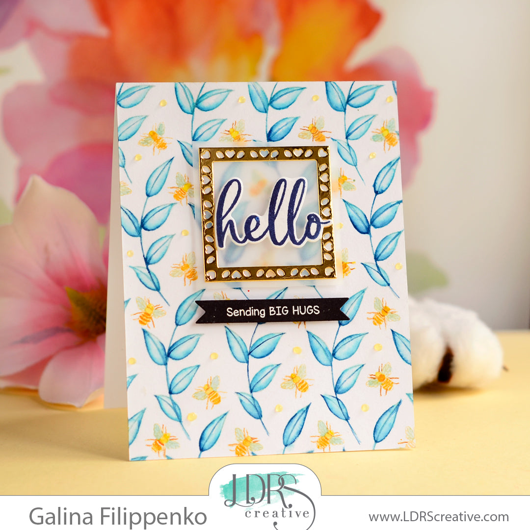 No line coloring Hello card – LDRS Creative