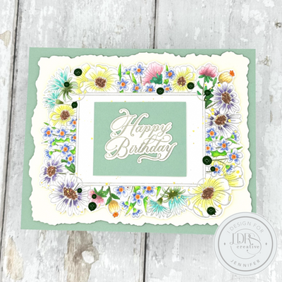 Wildflower Floral Framed Birthday Card