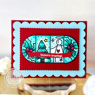 Season's Greeting with Christmas Puzzle Stamps & Stencil Bundle