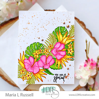 2 Tropical Floral Slimline Cards