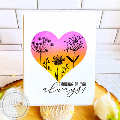 2 Simple Cards with Floral Silhouette & Heart Spotlight Stencil