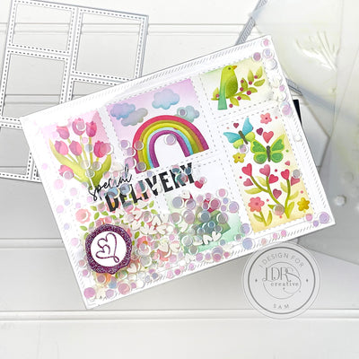 Tips for Ink Blending with Stencils on a Nested Postage Collage Shaker Card