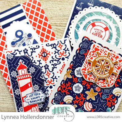Four Simple Nautical No Coloring Cards