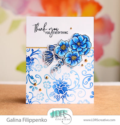 White&Blue floral card
