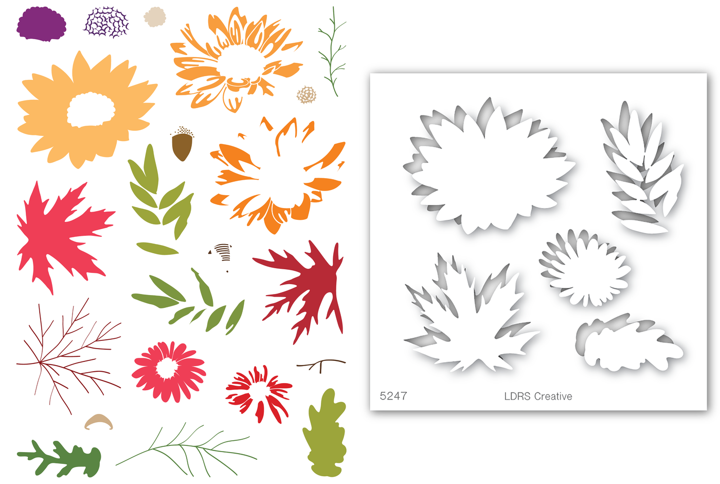 Autumn Blooms Stamps and Stencil Bundle