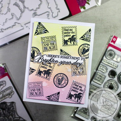 Beach Days Postage Collage Stamps and Layering Stencils Bundle