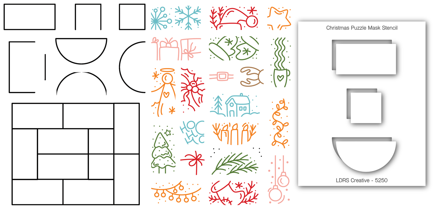 Christmas Puzzle Stamps and Stencil Bundle