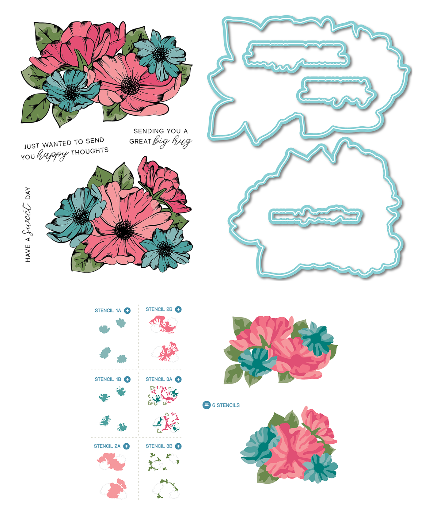 Cosmos Stamps, Dies, and Layering Stencils Bundle