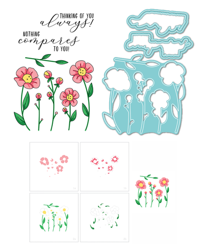 Flower Doodles Stamps, Dies, and Layering Stencils Bundle