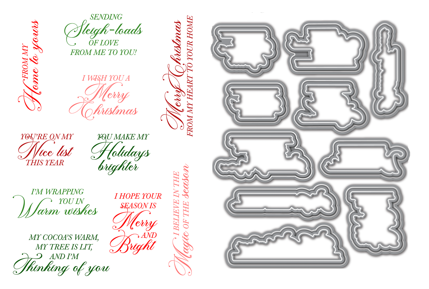 Me To You Holiday Sentiments Stamps and Coordinating Dies Bundle