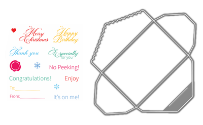 Gift Card Greetings Stamps and Gift Card Scallop Envelope Die Bundle