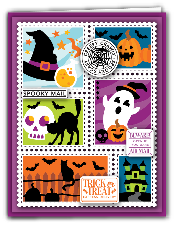 PRE-ORDER: Halloween Postage Collage Stamps and Layering Stencils Bundle