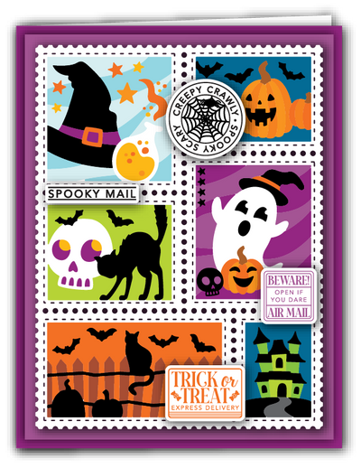 PRE-ORDER: Halloween Postage Collage Stamps and Layering Stencils Bundle