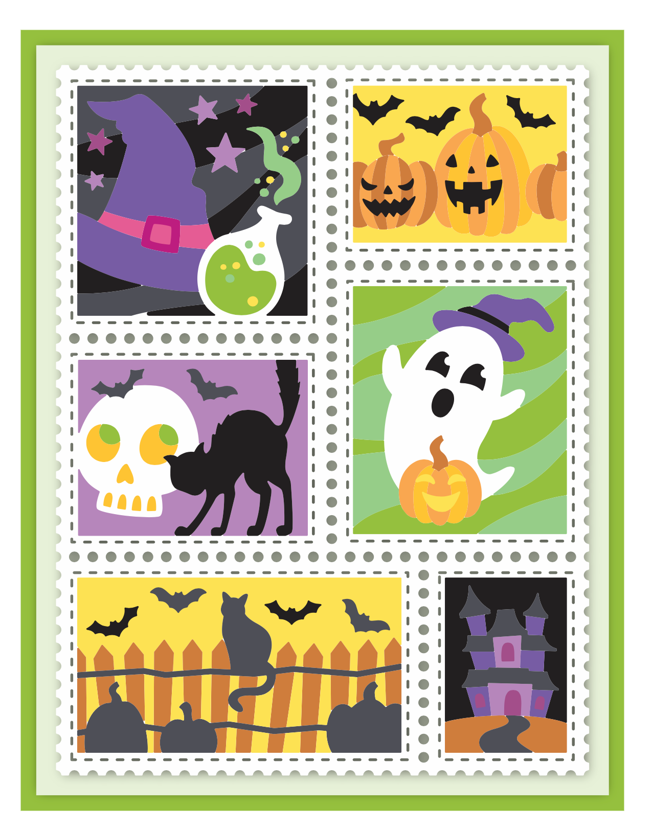 PRE-ORDER: Halloween Postage Collage Stamps and Layering Stencils Bundle