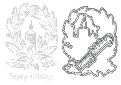 Happy Holidays Impress-ion Press + Foil Plates and Coordinating Dies Bundle