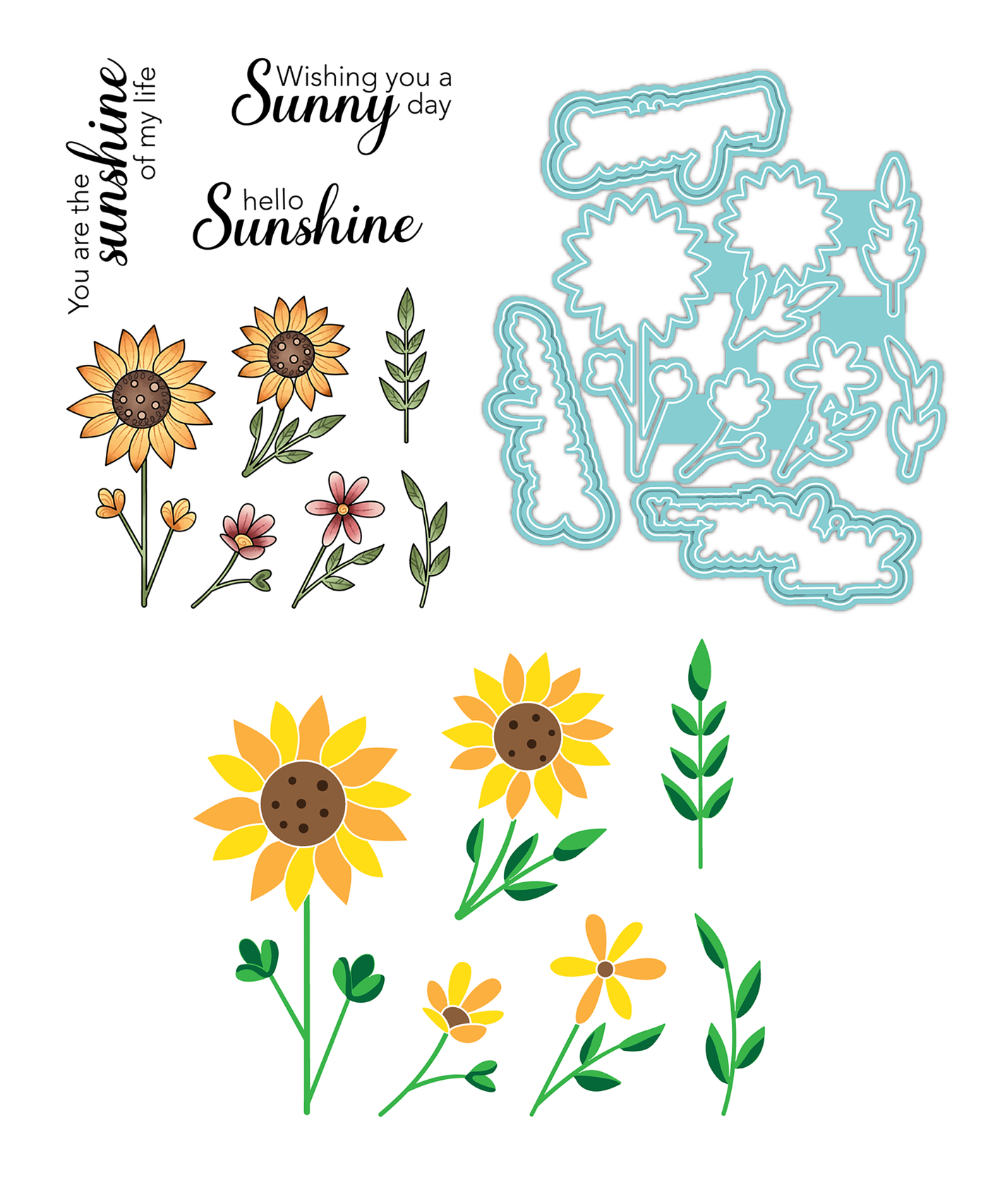 Hello Sunshine Stamps, Dies, and Layering Stencils Bundle