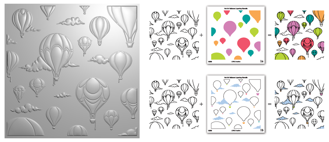【Amiur】drawing sheer balloon ops Hot Air Balloons 3D Embossing Folder and Layering Stencils