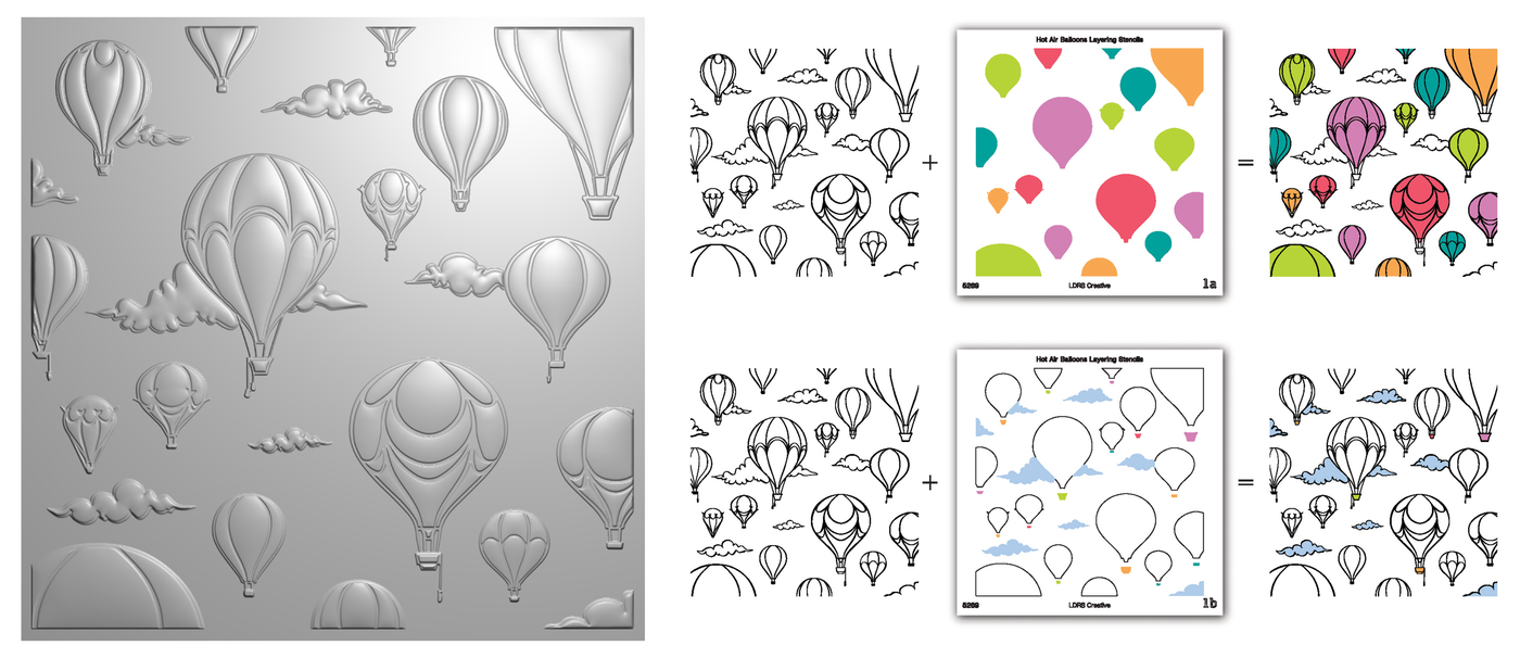 Hot Air Balloons 3D Embossing Folder and Layering Stencils Bundle