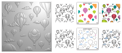 Hot Air Balloons 3D Embossing Folder and Layering Stencils Bundle