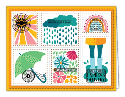 Here Comes the Sun Postage Collage Stamps and Layering Stencils Bundle