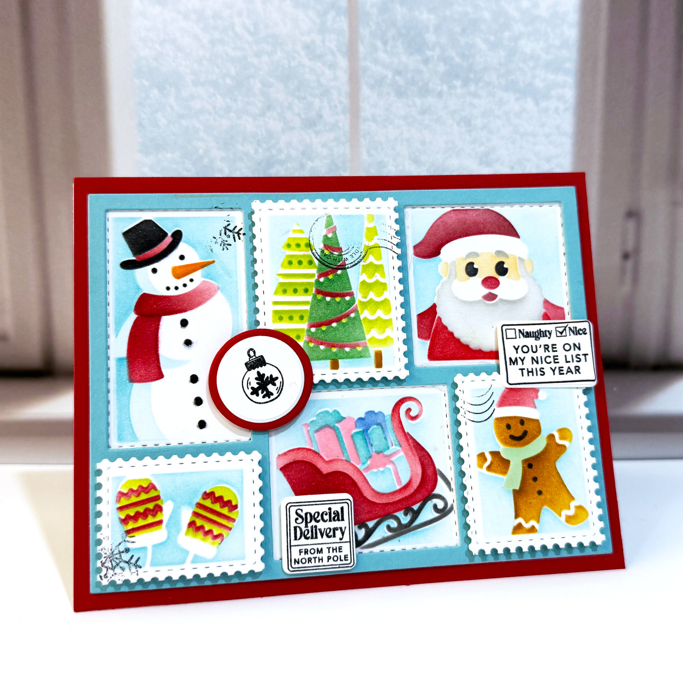 Season's Greetings Postage Collage Layering Stencils