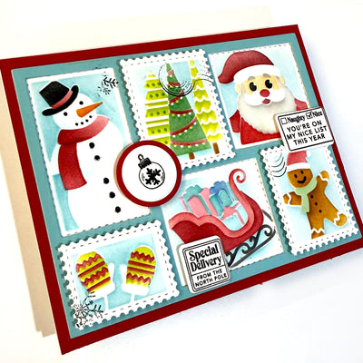 Season's Greetings Postage Collage Layering Stencils