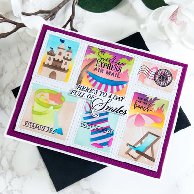 Beach Days Postage Collage Stamps and Layering Stencils Bundle