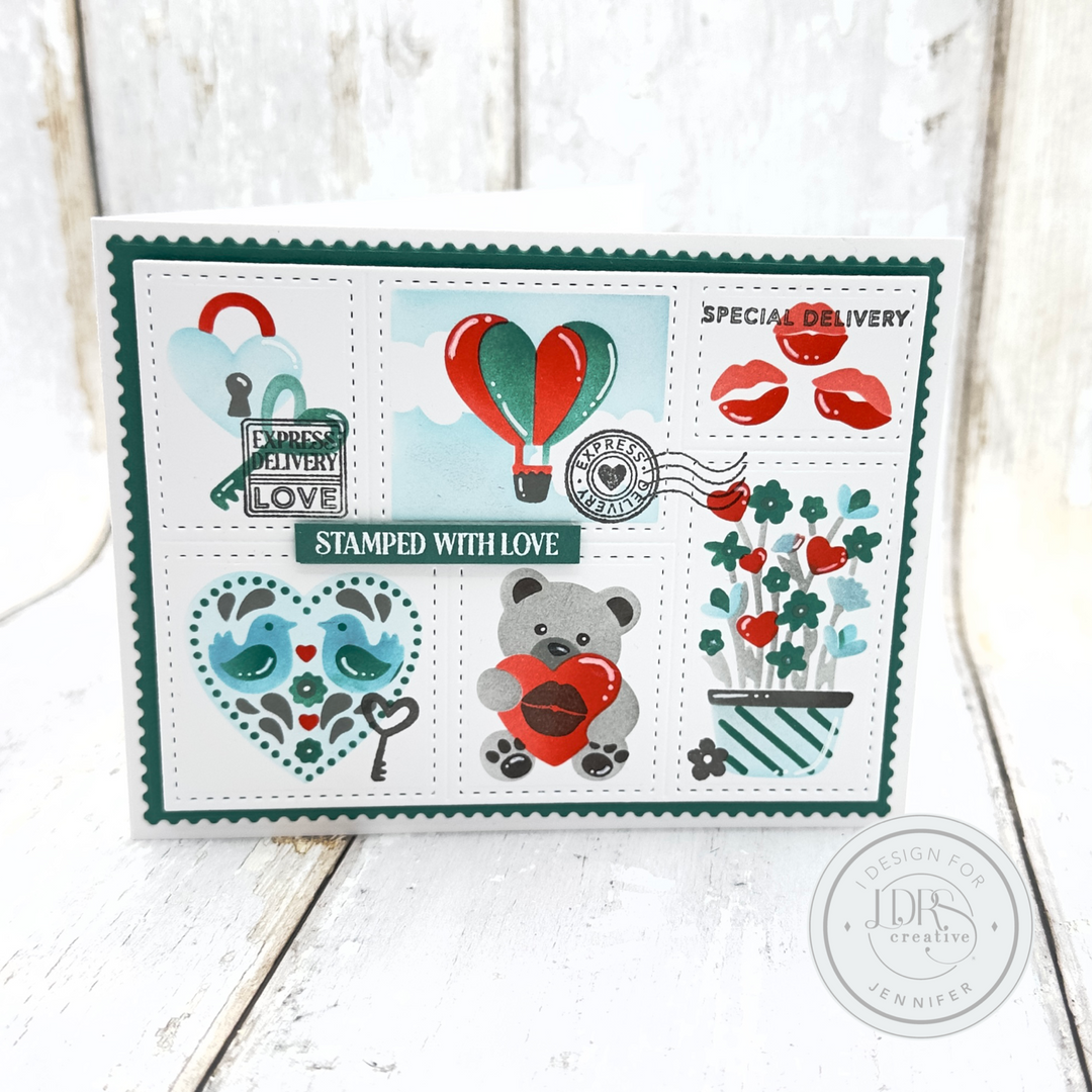 Hugs & Kisses Postage Collage 4x6 Stamps – LDRS Creative