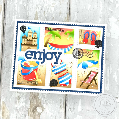 Beach Days Postage Collage Stamps and Layering Stencils Bundle