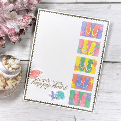Beach Days Postage Collage Stamps and Layering Stencils Bundle