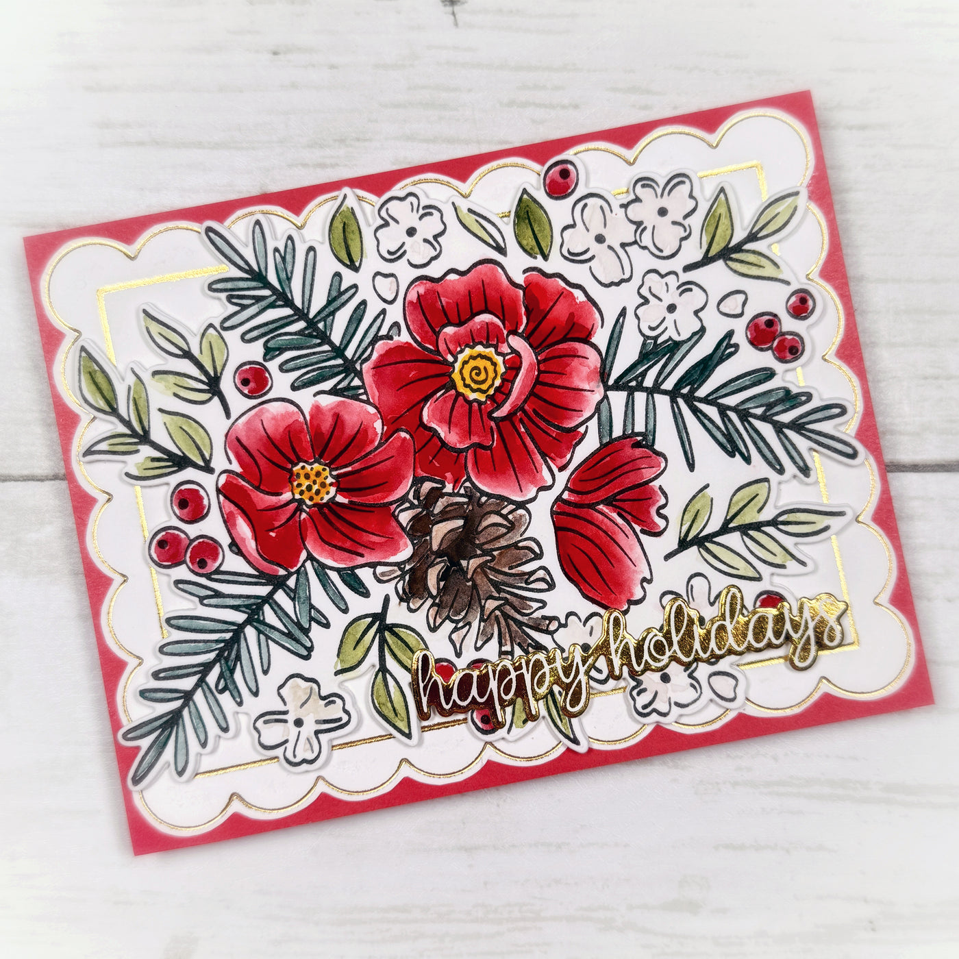 Pine Cone Blooms Impress-ion Press + Foil Plate, Layering Stencils, and Coordinating Die Bundle