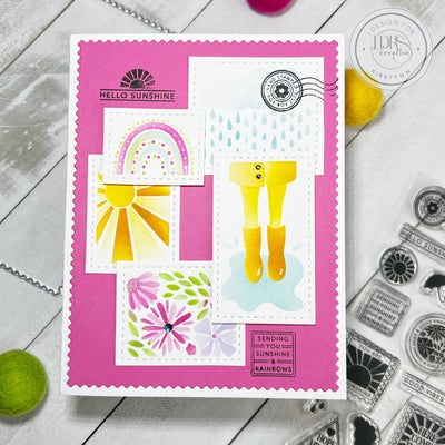 Here Comes the Sun Postage Collage Stamps and Layering Stencils Bundle