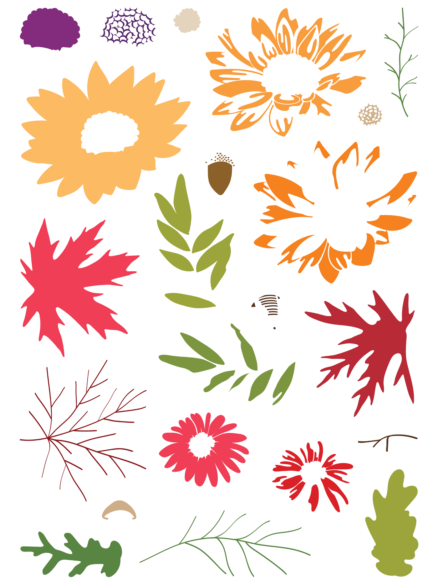 Autumn Blooms Stamps and Stencil Bundle