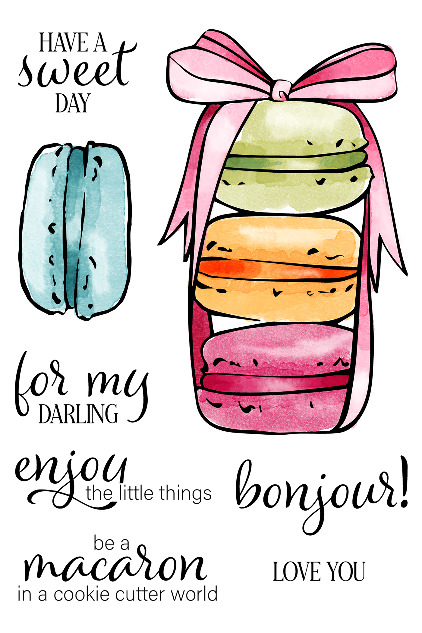 Macarons Stamps and Coordinating Dies Bundle