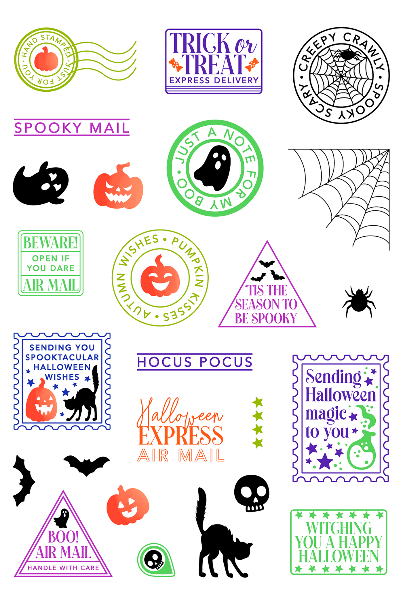 PRE-ORDER: Halloween Postage Collage Stamps and Layering Stencils Bundle