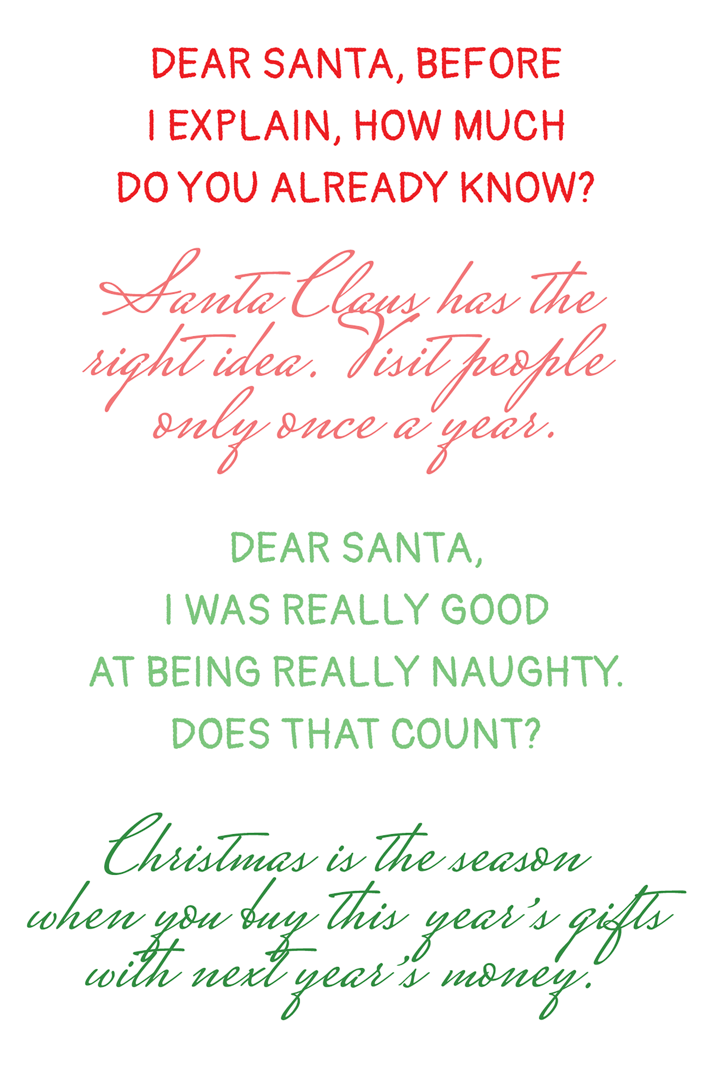 Christmas Humor Sentiments 4x6 Stamps