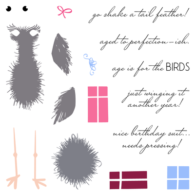 Fuzzy Wuzzies Birthday Suit Add-On 4x4 Stamps and Coordinating Dies