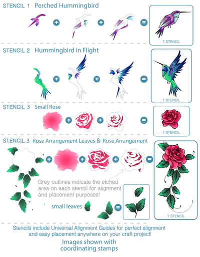 Trailing Hummingbird Layering Stencils - 3 Pack