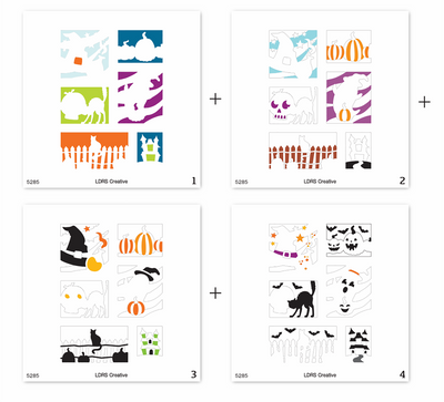 PRE-ORDER: Halloween Postage Collage Stamps and Layering Stencils Bundle