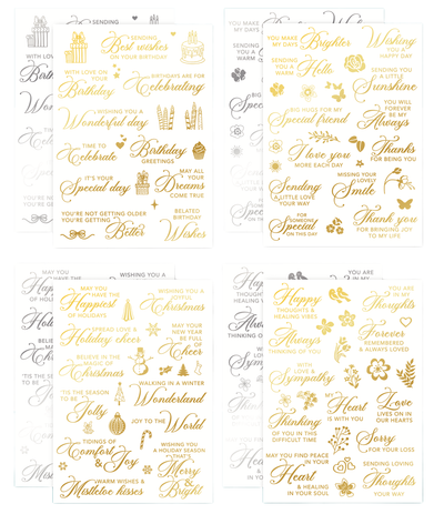Sentimental Rub-On Transfers Bundle II: Gold Foil & Silver Foil