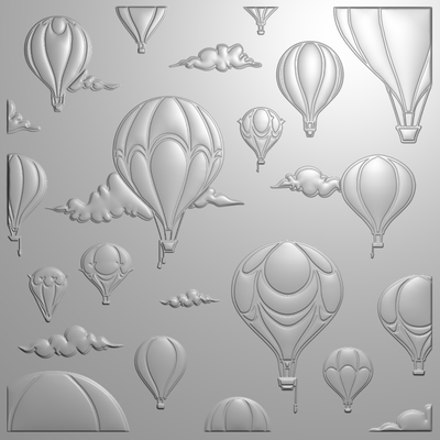 Hot Air Balloons 3D Embossing Folder and Layering Stencils Bundle