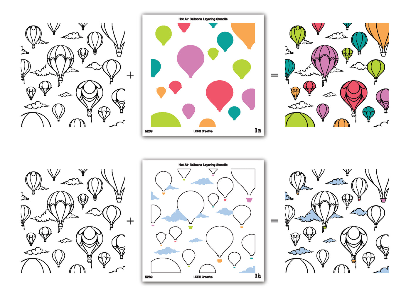 Hot Air Balloons 3D Embossing Folder and Layering Stencils Bundle