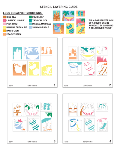 Beach Days Postage Collage Stamps and Layering Stencils Bundle