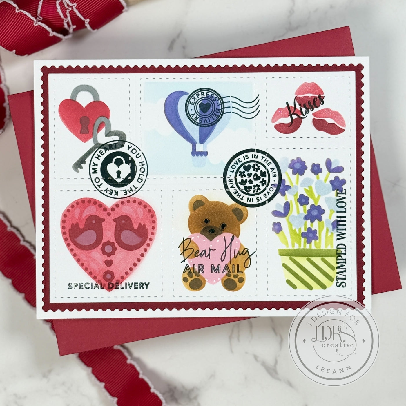 Hugs & Kisses Postage Collage 4x6 Stamps